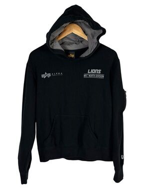 Alpha Industries x New Era x Detroit Lions NFL NFC North Division Black Hoodie M